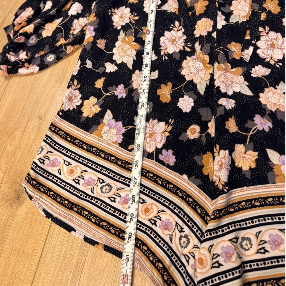 Rip‎ Curl Womens Floral Romper Black Boho Puff Sleeve Size S/M Oversized EUC - Picture 6 of 6